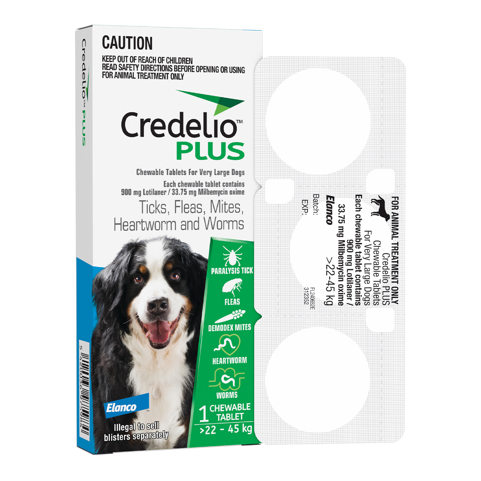 Credelio Plus For XLarge Dogs 22-45kg Blue Single Pack - $39.95