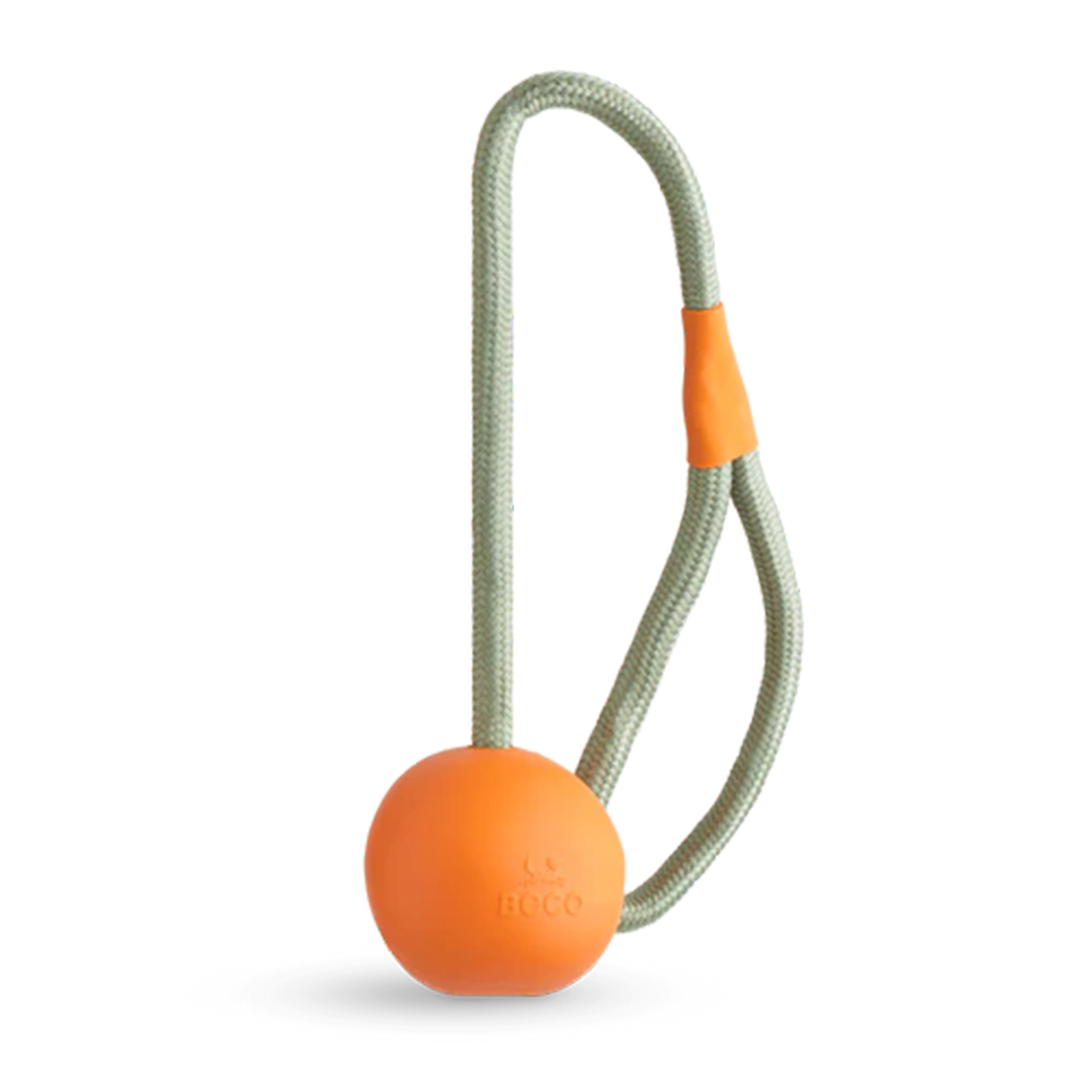 Beco Natural Rubber Slinger Ball With Rope Orange Fetch Toy For