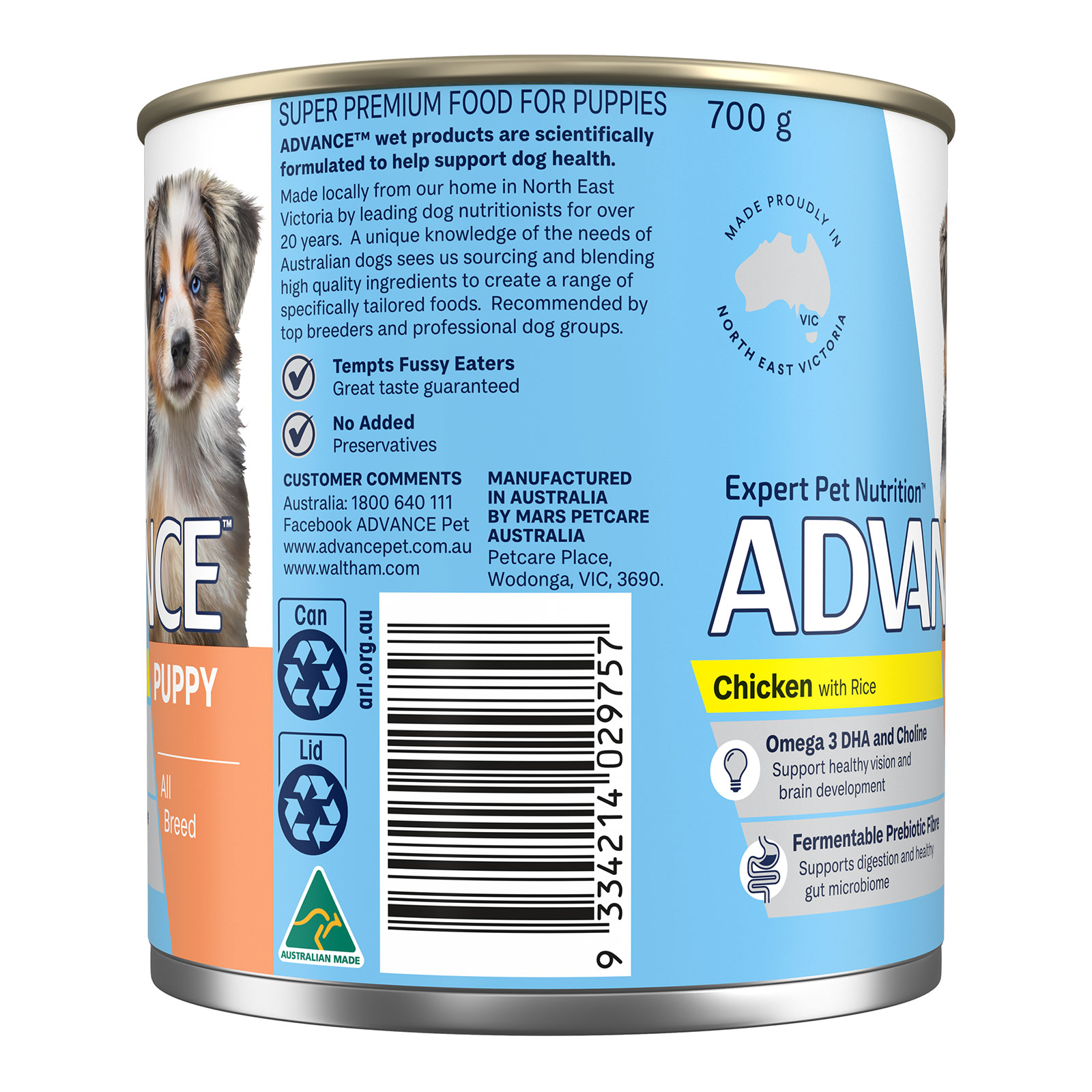 Advance Chicken With Rice Puppy All Breed Canned Wet Dog Food 700g x 12 72.94