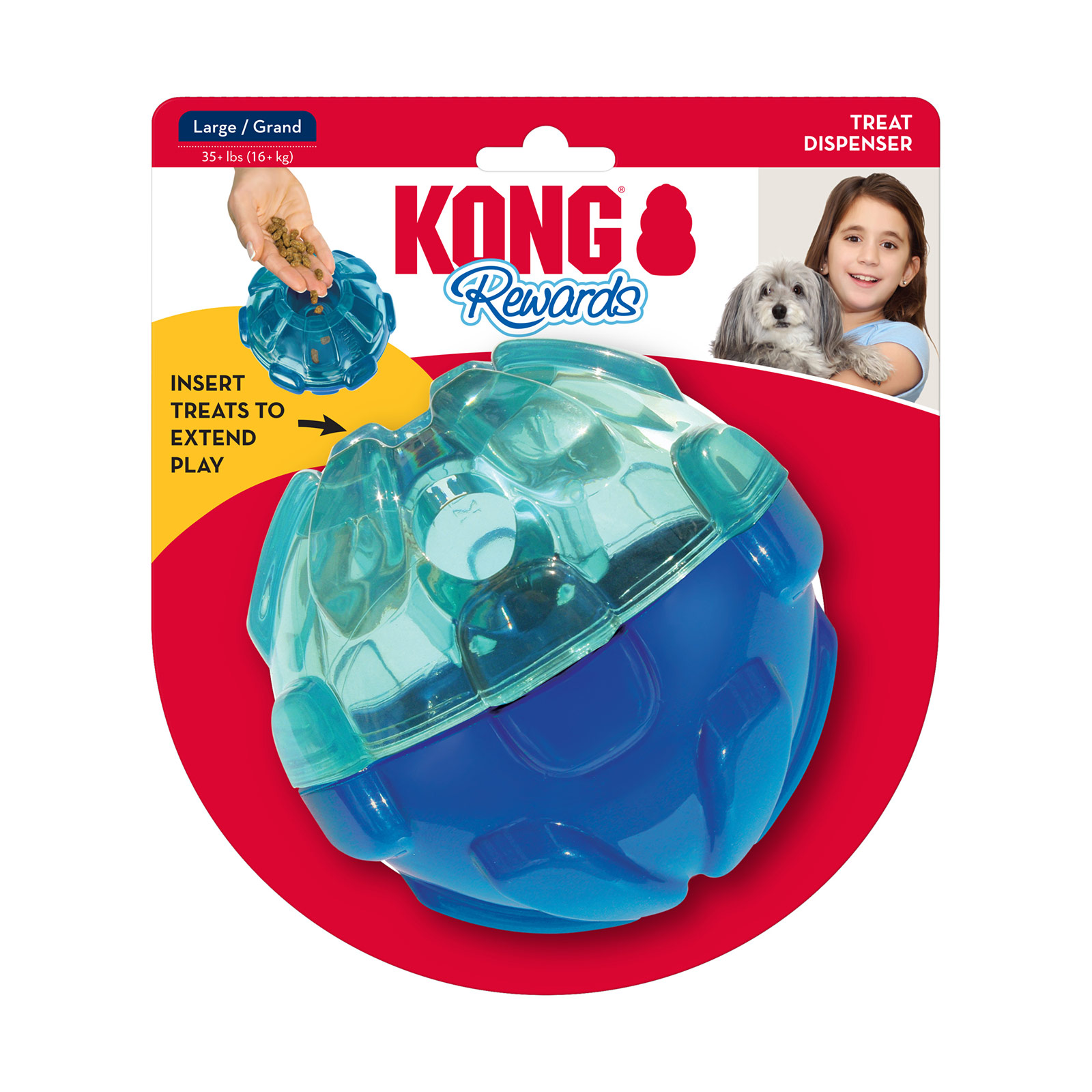 KONG Rewards Ball Blue Large Rubber Treat Dispensing Toy For Dogs 18.10