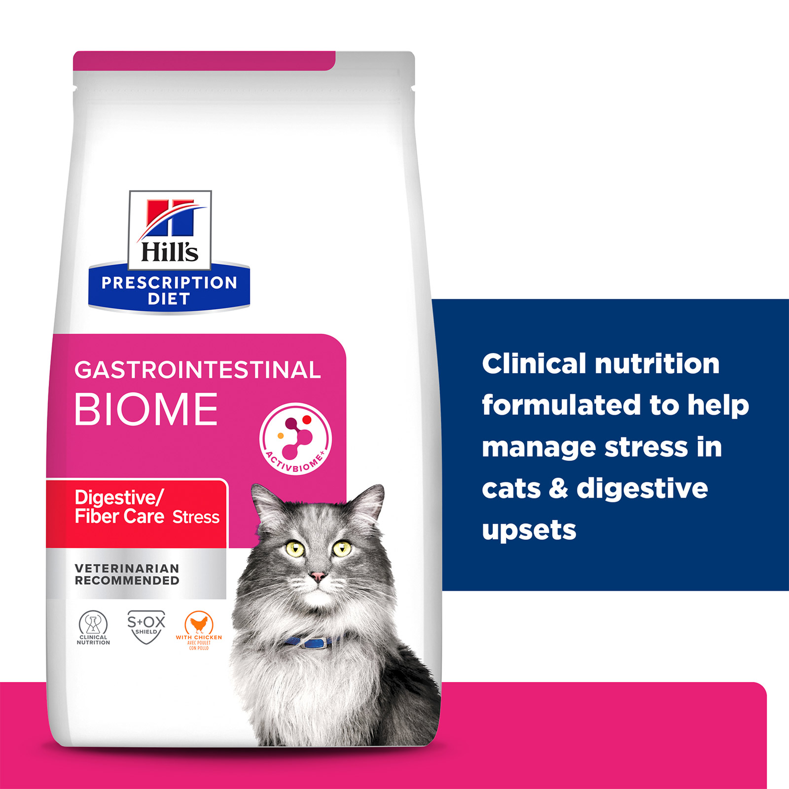 Hills Prescription Diet Feline Gastrointestinal Biome Digestive Fibre Care Stress With Chicken Dry Cat Food 1.8kg 51.99